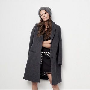 Madewell Teatro Swing Wool Long Collared Coat Heather Grey 4